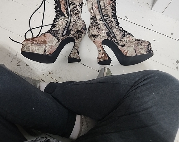 Sugar Thrillz Feline Fantasy Lace-Up Heeled Boots - Picture 2 of 4